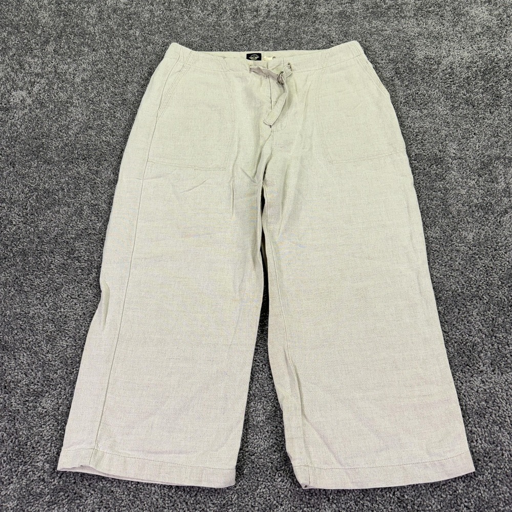 Vtg Dockers Pants Womens 12 Beige Linen Cotton Capri Lightweight Summer Casual